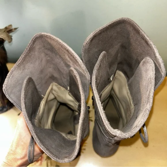 Johnston & Murphy Gray Suede Leather Lace Wrap Boots - Picture 13 of 16